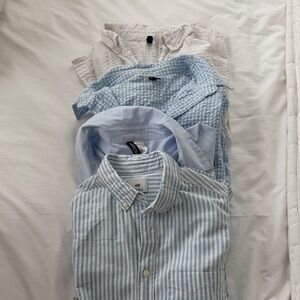 Lot 4 H&M Light Blue and White Striped Casual button down Shirt